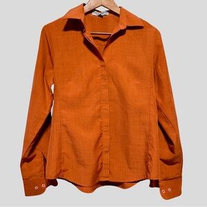 DOC & AMELIA Burnt Orange Minimalist Officecore Quiet Luxury Blouse